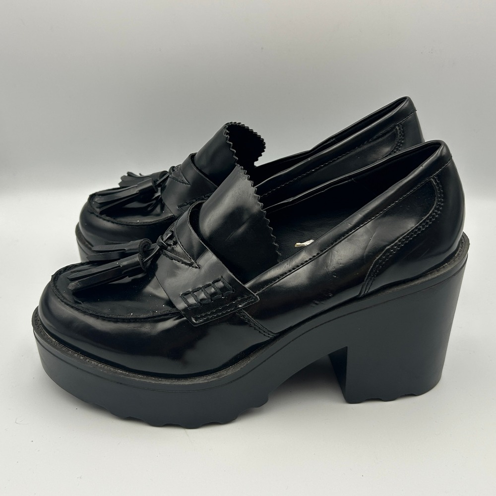 Bratz Black Platform Tassel Chunky Block Heel Lug 90s Grunge 8.5 Shoe Whimsigoth